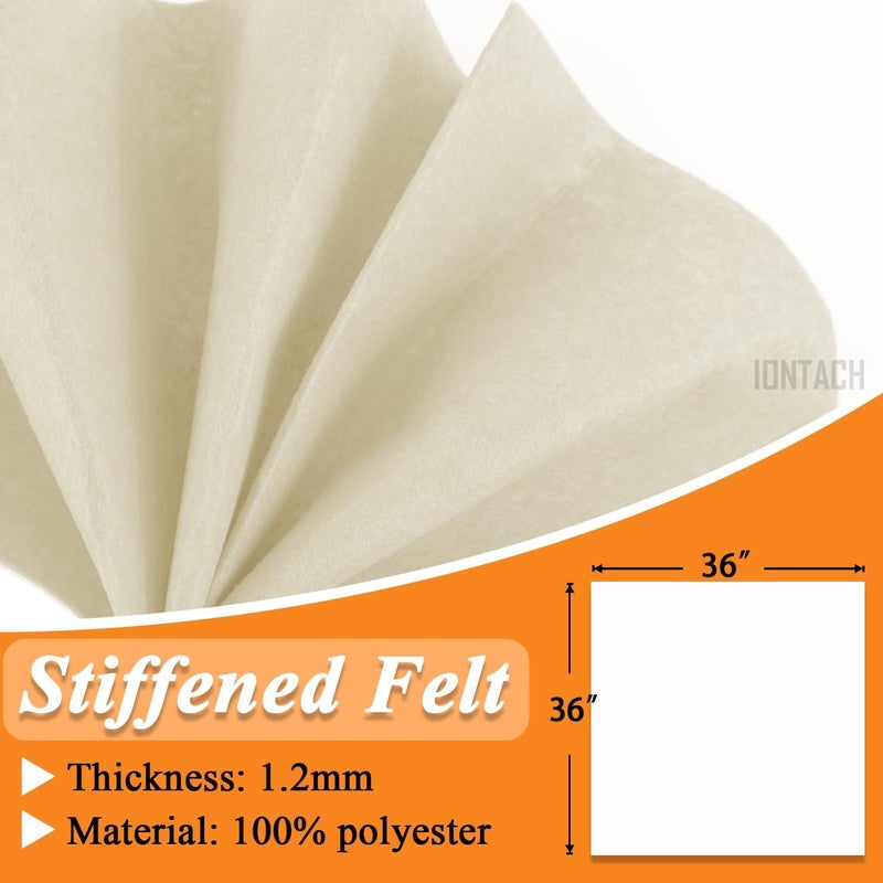 IONTACH Ivory Felt Fabric 36" x 36" (1 Square Yard), Stiff 1.2mm Thick Felt Square for Crafts Sewing DIY Art Project Liner Decorations - Image 3
